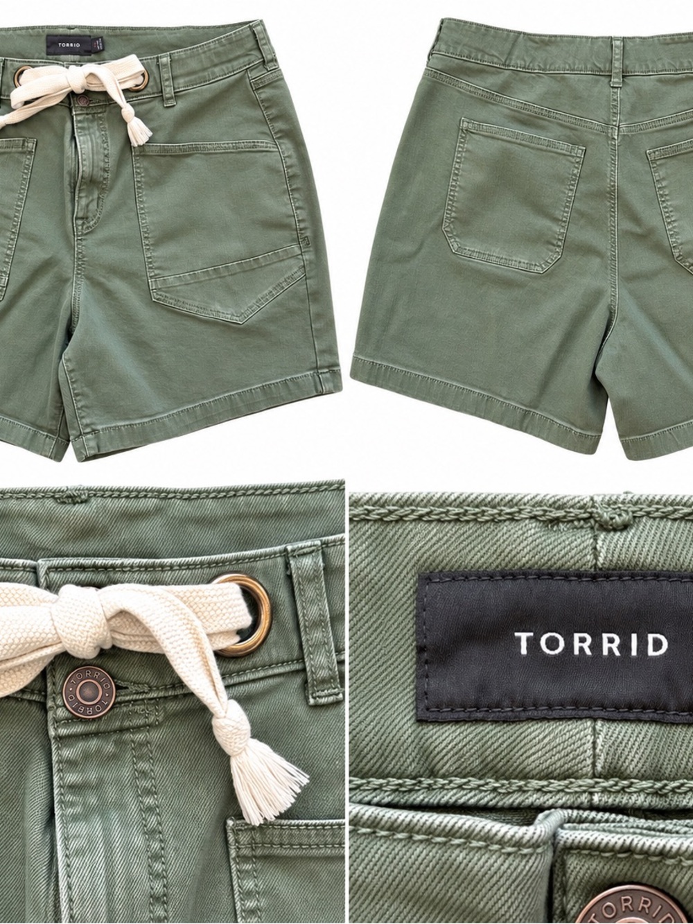 torrid Olive Green Utility Rope-Tie Shorts